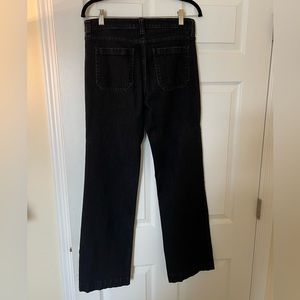 Black-wash wide leg denim